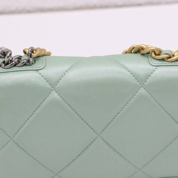 Chanel Lambskin Quilted Chanel 19 Wallet On Chain - Light Green E3H9X7NA - Picture 10 of 14